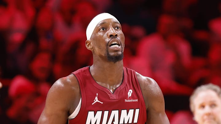 Miami Heat center Bam Adebayo (13) walks back to the bench (Mandatory Credit: Rhona Wise-Imagn Images) Miami Heat center Bam Adebayo (13) walks back to the bench (Mandatory Credit: Rhona Wise-Imagn Images)