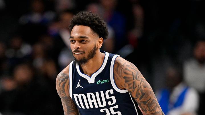 Dec 18, 2025; Dallas, Texas, USA; Dallas Mavericks forward P.J. Washington (25) celebrates during the game between the Pistons and Mavericks at the American Airlines Center. Mandatory Credit: Jerome Miron-Imagn Images