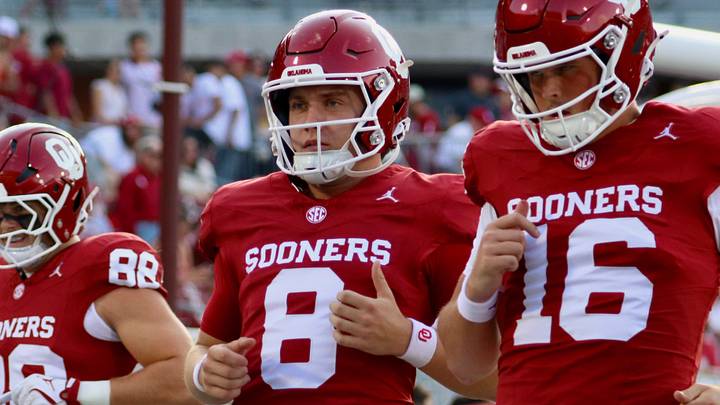 Oklahoma quarterbacks Bowe Bentley (8) and Whitt Newbauer (16) go through warmups ahead of the Sooners' matchup with New Mexico. Oklahoma quarterbacks Bowe Bentley (8) and Whitt Newbauer (16) go through warmups ahead of the Sooners' matchup with New Mexico.