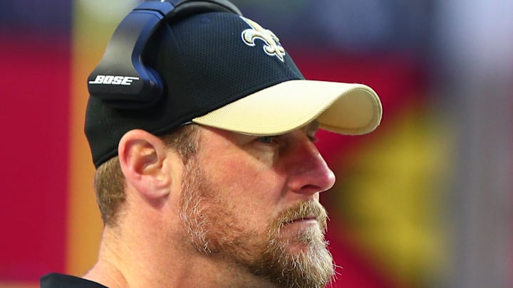 Former New Orleans Saints assistant head coach/tight ends coach Dan Campbell against the Arizona Cardinals 