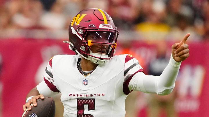 Washington Commanders quarterback Jayden Daniels (5) Washington Commanders quarterback Jayden Daniels (5)