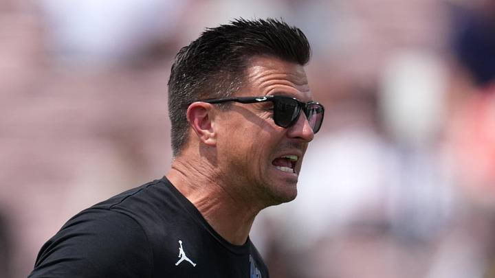 May 2, 2026; Pasadena, CA, USA; UCLA Bruins coach Bob Chesney reacts during the spring game at Rose Bowl. Mandatory Credit: Kirby Lee-Imagn Images May 2, 2026; Pasadena, CA, USA; UCLA Bruins coach Bob Chesney reacts during the spring game at Rose Bowl. Mandatory Credit: Kirby Lee-Imagn Images