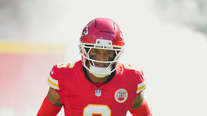 Sep 28, 2025; Kansas City, Missouri, USA; Kansas City Chiefs safety Bryan Cook (6) takes the field prior to a game against the Baltimore Ravens at GEHA Field at Arrowhead Stadium. Mandatory Credit: Jay Biggerstaff-Imagn Images Sep 28, 2025; Kansas City, Missouri, USA; Kansas City Chiefs safety Bryan Cook (6) takes the field prior to a game against the Baltimore Ravens at GEHA Field at Arrowhead Stadium. Mandatory Credit: Jay Biggerstaff-Imagn Images
