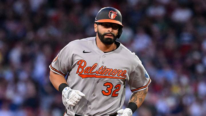 Baltimore Orioles third baseman Christian Encarnacion-Strand (32) runs out the bases Baltimore Orioles third baseman Christian Encarnacion-Strand (32) runs out the bases