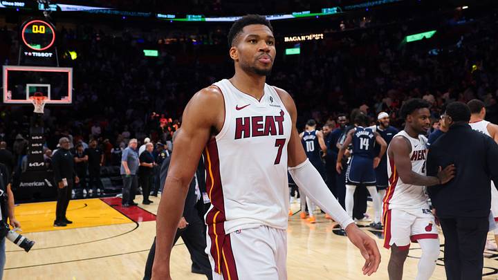 Oct 26, 2026; Miami, Florida, USA; Miami Heat forward Giannis Antetokounmpo (7) looks on from the court after the game against the Dallas Mavericks at Kaseya Center. Mandatory Credit: Sam Navarro-Imagn Images Oct 26, 2026; Miami, Florida, USA; Miami Heat forward Giannis Antetokounmpo (7) looks on from the court after the game against the Dallas Mavericks at Kaseya Center. Mandatory Credit: Sam Navarro-Imagn Images