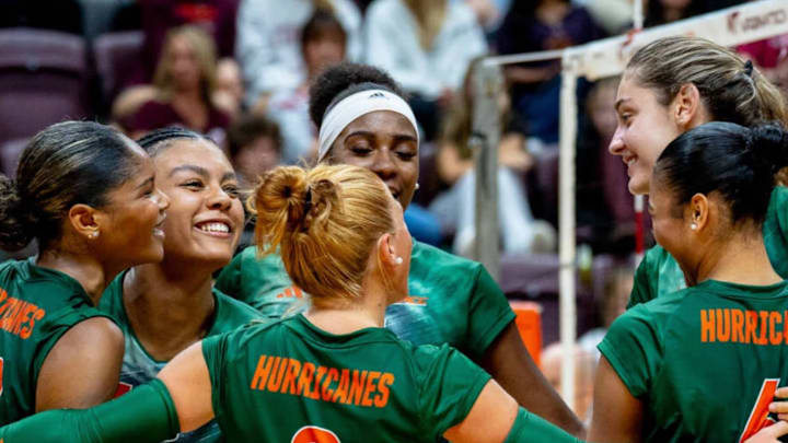 Miami Hurricanes celebrating sweeping Virginia Tech Miami Hurricanes celebrating sweeping Virginia Tech