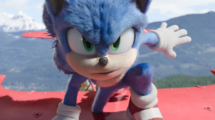 Sonic (Ben Schwartz) in SONIC THE HEDGEHOG 2 from Paramount Pictures and Sega. Photo Credit: Courtesy Paramount Pictures and Sega of America.
