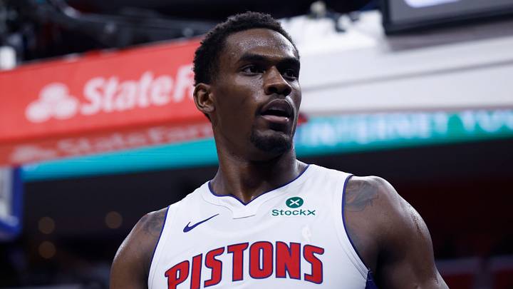 Apr 22, 2026; Detroit, Michigan, USA; Detroit Pistons center Jalen Duren (0) reacts during the second half against the Orlando Magic during game two of the first round of the 2026 NBA Playoffs at Little Caesars Arena. Mandatory Credit: Rick Osentoski-Imagn Images