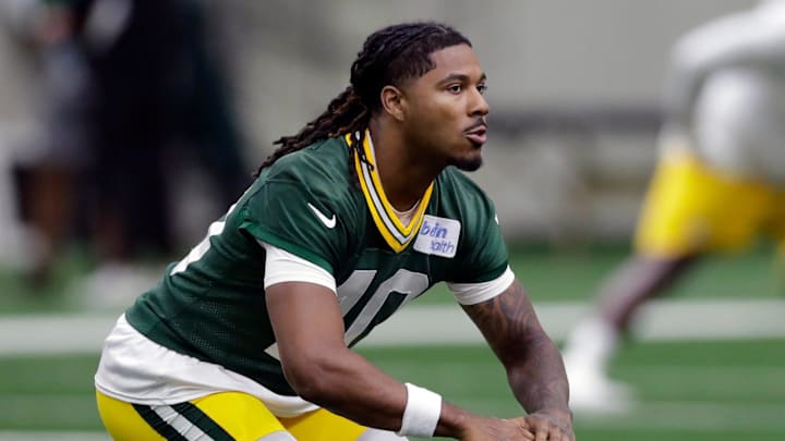 Green Bay Packers safety Omar Brown stretches during the team's first day of minicamp on June 10. Green Bay Packers safety Omar Brown stretches during the team's first day of minicamp on June 10.
