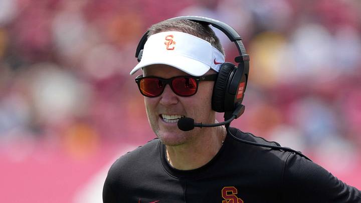 Aug 29, 2026; Los Angeles, California, USA; Southern California Trojans head coach Lincoln Riley reacts against the San Jose State Spartans in the first half at United Airlines Field at Los Angeles Memorial Coliseum. Aug 29, 2026; Los Angeles, California, USA; Southern California Trojans head coach Lincoln Riley reacts against the San Jose State Spartans in the first half at United Airlines Field at Los Angeles Memorial Coliseum.