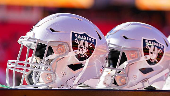 Nov 29, 2024; Kansas City, Missouri, USA; A general view of Las Vegas Raiders helmets against the Kansas City Chiefs prior to a game at GEHA Field at Arrowhead Stadium. Mandatory Credit: Denny Medley-Imagn Images Nov 29, 2024; Kansas City, Missouri, USA; A general view of Las Vegas Raiders helmets against the Kansas City Chiefs prior to a game at GEHA Field at Arrowhead Stadium. Mandatory Credit: Denny Medley-Imagn Images