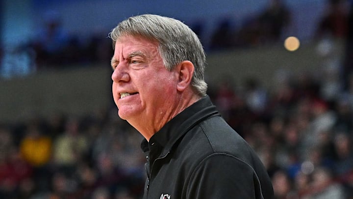 Mar 28, 2025; Spokane, WA, USA; NC State Wolfpack head coach Wes Moore reacts after a play against the LSU Lady Tigers during the Sweet 16 NCAA Tournament basketball game at Spokane Arena. Mandatory Credit: James Snook-Imagn Images