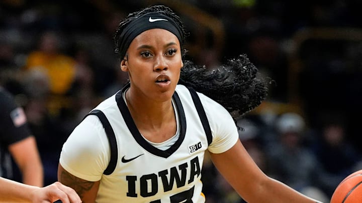 Iowa guard Kennise Johnson (13) drives toward the lane against the Western Illinois Leathernecks Nov. 26, 2025 at Carver-Hawkeye Arena in Iowa City, Iowa. Iowa guard Kennise Johnson (13) drives toward the lane against the Western Illinois Leathernecks Nov. 26, 2025 at Carver-Hawkeye Arena in Iowa City, Iowa.