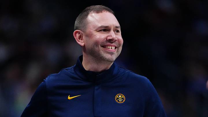 Mar 6, 2026; Denver, Colorado, USA; Denver Nuggets head coach David Adelman reacts in the second quarter against the New York Knicks at Ball Arena. Mandatory Credit: Ron Chenoy-Imagn Images