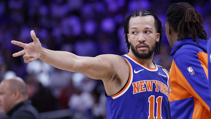Brunson celebrates his game-winning three-pointer.