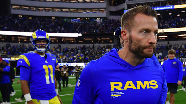 Jan 4, 2026; Inglewood, California, USA; Los Angeles Rams head coach Sean McVay leaves the field following a game against the Arizona Cardinals at SoFi Stadium. Mandatory Credit: Gary A. Vasquez-Imagn Images Jan 4, 2026; Inglewood, California, USA; Los Angeles Rams head coach Sean McVay leaves the field following a game against the Arizona Cardinals at SoFi Stadium. Mandatory Credit: Gary A. Vasquez-Imagn Images