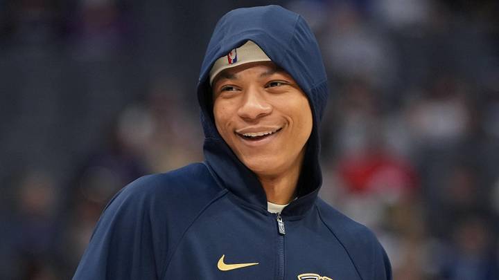 Apr 3, 2026; Sacramento, California, USA; New Orleans Pelicans guard Jeremiah Fears (0) before the game against the Sacramento Kings at Golden 1 Center. Mandatory Credit: Darren Yamashita-Imagn Images