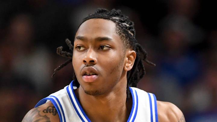 Duke Blue Devils guard Isaiah Evans (3) drives to the basket Saturday, March 21, 2026, during the NCAA Men’s Basketball Tournament second round game against the TCU Horned Frogs at Bon Secours Wellness Arena in Greenville, South Carolina.