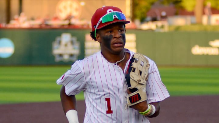 Oklahoma outfielder Jason Walk competes against Ole Miss.