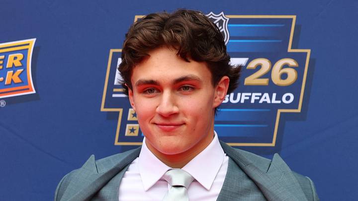 Jun 26, 2026; Buffalo, New York, USA; NHL prospect Chase Reid before the first round of the 2026 NHL Draft at KeyBank Center.