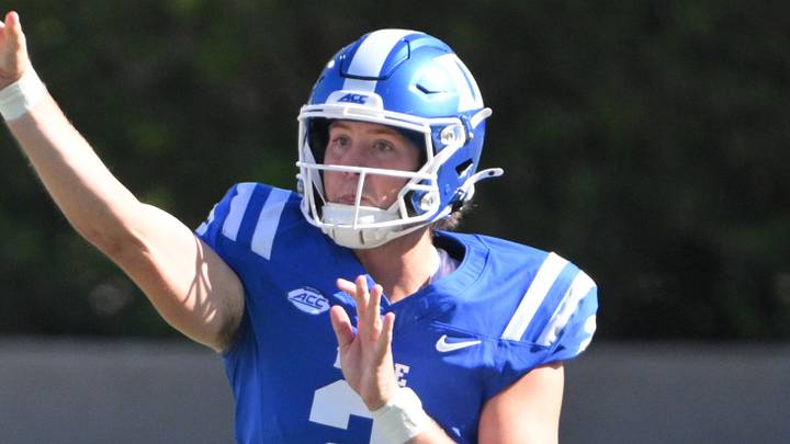 Sep 26, 2026; Durham, North Carolina, USA;  Duke Blue Devils quarterback Walker Eget (2) throws the ball during the first quarter against the William & Mary Tribe at Wallace Wade Stadium.  Mandatory Credit: Zachary Taft-Imagn Images