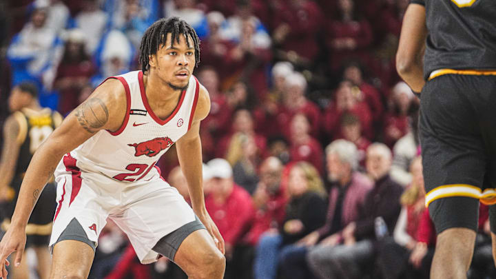 Arkansas Razorbacks guard DJ Wagner against the Missouri Tigers at Bud Walton Arena in Fayetteville, Ark.