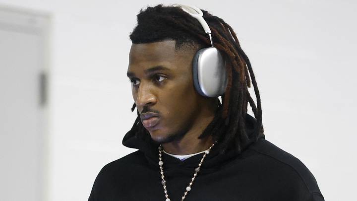 Mar 10, 2026; Miami, Florida, USA;  Washington Wizards guard Jamir Watkins (5) arrives before a game against the Miami Heat at Kaseya Center. Mandatory Credit: Rhona Wise-Imagn Images