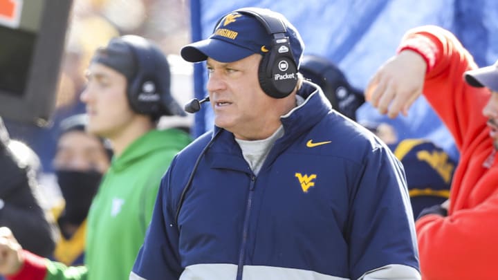 Nov 29, 2025; Morgantown, West Virginia, USA; West Virginia Mountaineers head coach Rich Rodriguez walks along the sidelines during the first quarter against the Texas Tech Red Raiders at Milan Puskar Stadium. Mandatory Credit: Ben Queen-Imagn Images