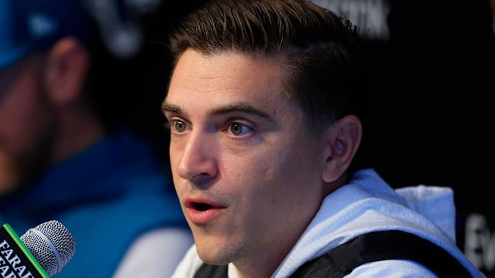 Jacksonville Jaguars general manager James Gladstone speaks during a press conference next to head coach Liam Coen at the Miller Electric Center, Wednesday, Jan. 14, 2026, in Jacksonville, Fla. Jacksonville Jaguars general manager James Gladstone speaks during a press conference next to head coach Liam Coen at the Miller Electric Center, Wednesday, Jan. 14, 2026, in Jacksonville, Fla.