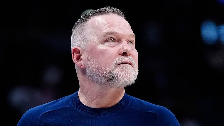 Mar 28, 2025; Denver, Colorado, USA; Denver Nuggets head coach Michael Malone during the second quarter against the Utah Jazz at Ball Arena. Mandatory Credit: Ron Chenoy-Imagn Images Mar 28, 2025; Denver, Colorado, USA; Denver Nuggets head coach Michael Malone during the second quarter against the Utah Jazz at Ball Arena. Mandatory Credit: Ron Chenoy-Imagn Images