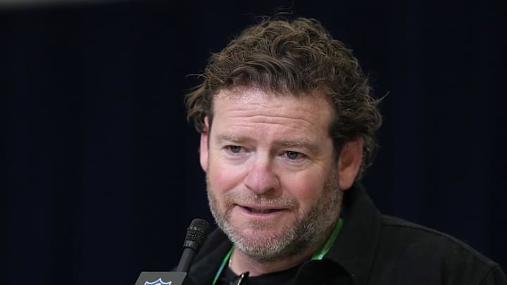 Seattle Seahawks general manager John Schneider speaks at the NFL Scouting Combine. Seattle Seahawks general manager John Schneider speaks at the NFL Scouting Combine.