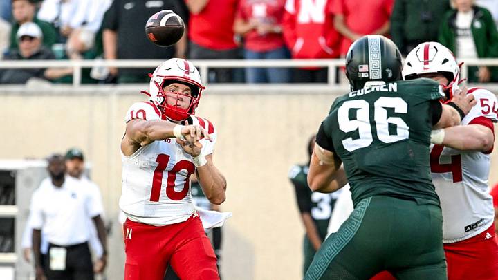 Anthony Colandrea throws a pass against Michigan State during the second quarter Saturday. Anthony Colandrea throws a pass against Michigan State during the second quarter Saturday.