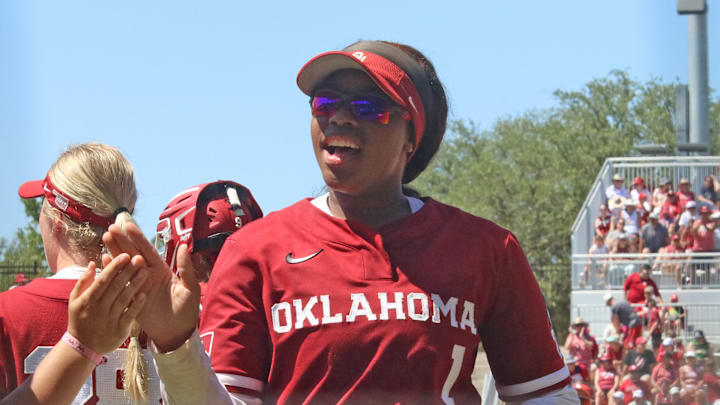 Oklahoma first baseman Cydney Sanders Oklahoma first baseman Cydney Sanders