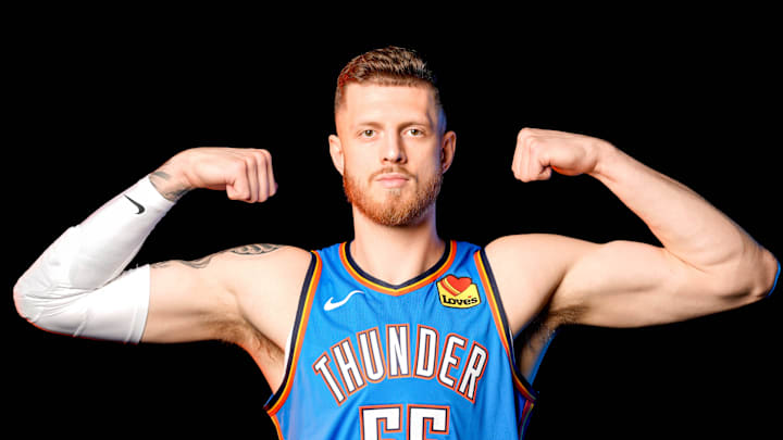 Isaiah Hartenstein is pictured during the Thunder media day at the Paycom Center in Oklahoma City, on Monday, Sept. 30, 2024. Isaiah Hartenstein is pictured during the Thunder media day at the Paycom Center in Oklahoma City, on Monday, Sept. 30, 2024.