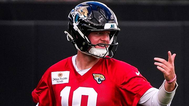 Jacksonville Jaguars quarterback Quinn Ewers (10) debuted as a Jaguar during an NFL Jaguars practice at the Miller Electric Center, Tuesday September 2, 2026 in Jacksonville, Fla.  [Doug Engle/Florida Times-Union]