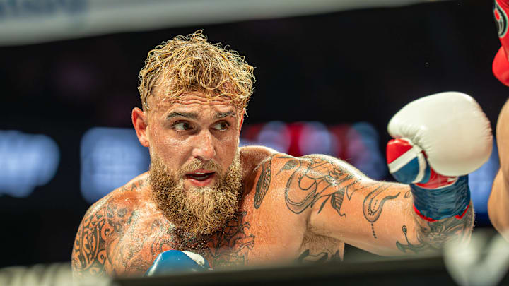 Jake Paul is closing in to strike Julio Chavez Jr.'s face at the Honda Center in Anaheim California on June 29th, 2025.