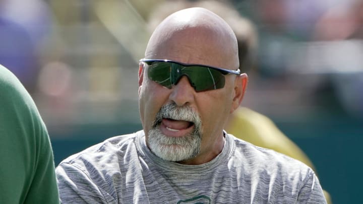 Green Bay Packers special teams coordinator Rich Bisaccia is shown during a joint practice with the Seattle Seahawks.