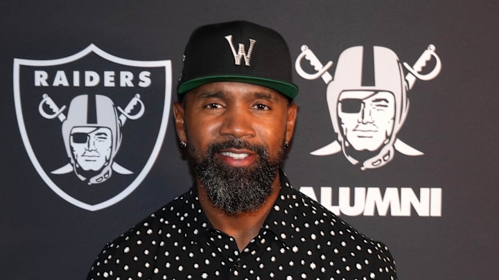 Aug 13, 2023; Paradise, Nevada, USA; Charles Woodson poses on the silver carpet at Allegiant Stadium. Mandatory Credit: Kirby Lee-Imagn Images