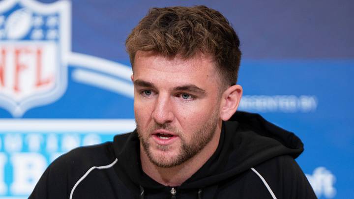 Los Angeles Rams tight end Max Klare at the 2026 NFL Combine. Los Angeles Rams tight end Max Klare at the 2026 NFL Combine.