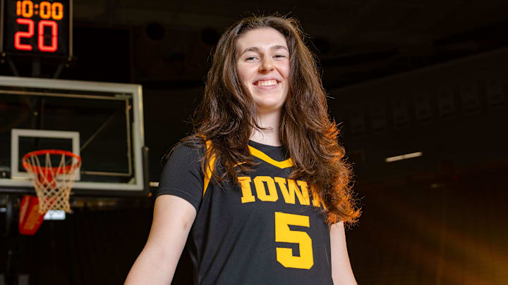 Ava Heiden stands for a photo during Iowa Women's Basketball media day at Carver Hawkeye arena in Iowa City, Oct. 14, 2025. Ava Heiden stands for a photo during Iowa Women's Basketball media day at Carver Hawkeye arena in Iowa City, Oct. 14, 2025.