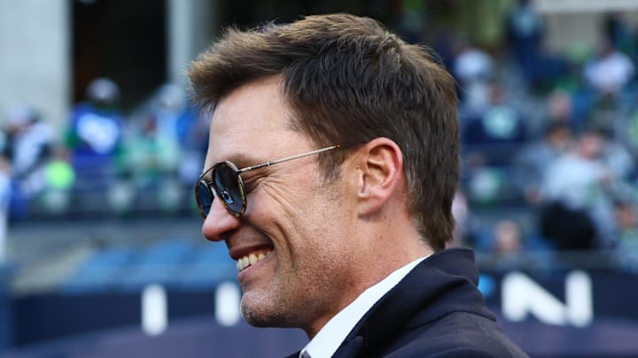 Jan 25, 2026; Seattle, WA, USA; Tom Brady signs autographs before the 2026 NFC Championship Game between the Seattle Seahawks and the Los Angeles Rams at Lumen Field. Mandatory Credit: Kevin Ng-Imagn Images