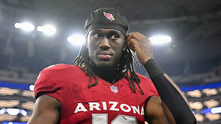 Nov 3, 2025; Arlington, Texas, USA; Arizona Cardinals wide receiver Marvin Harrison Jr. (18) walks off the field after the game between the Dallas Cowboys and the Arizona Cardinals at AT&T Stadium. Mandatory Credit: Jerome Miron-Imagn Images