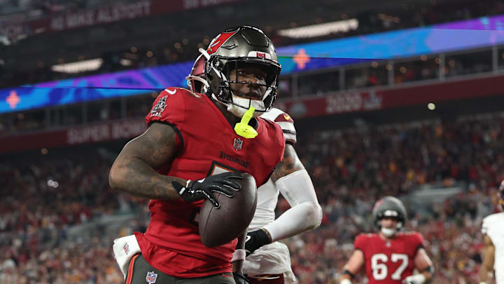 Tampa Bay Buccaneers running back Bucky Irving makes a touchdown catch against the Washington Commanders. Tampa Bay Buccaneers running back Bucky Irving makes a touchdown catch against the Washington Commanders.