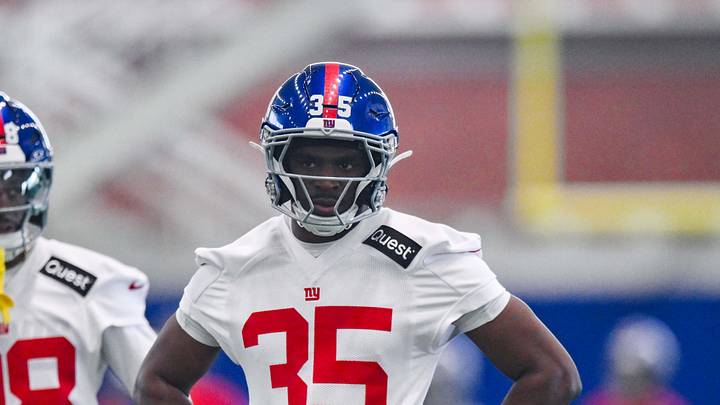 Jun 18, 2025; East Rutherford, NJ, USA; New York Giants cornerback Art Green (35) participates in a drill during minicamp at Quest Diagnostics Training Center. Mandatory Credit: John Jones-Imagn Images Jun 18, 2025; East Rutherford, NJ, USA; New York Giants cornerback Art Green (35) participates in a drill during minicamp at Quest Diagnostics Training Center. Mandatory Credit: John Jones-Imagn Images