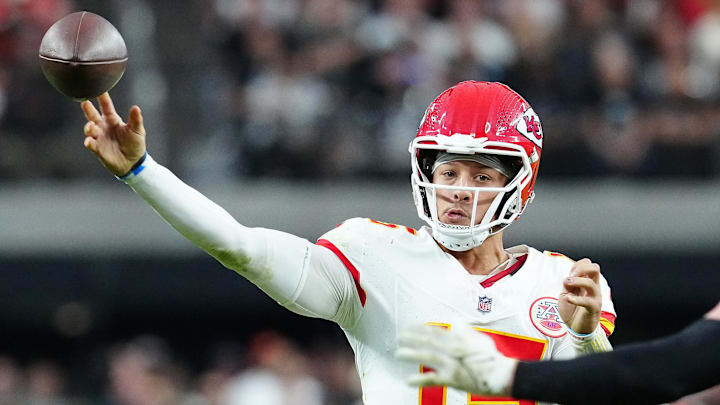 Kansas City Chiefs quarterback Patrick Mahomes throws a pass.
