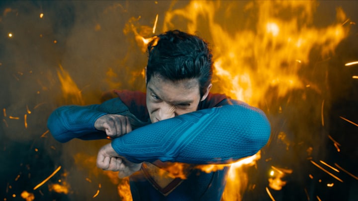 DAVID CORENSWET as Superman in DC Studios’ and Warner Bros. Pictures’ “SUPERMAN,” a Warner Bros. Pictures release