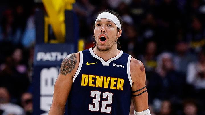 Apr 6, 2026; Denver, Colorado, USA; Denver Nuggets forward Aaron Gordon (32) in the second quarter against the Portland Trail Blazers at Ball Arena. Mandatory Credit: Isaiah J. Downing-Imagn Images