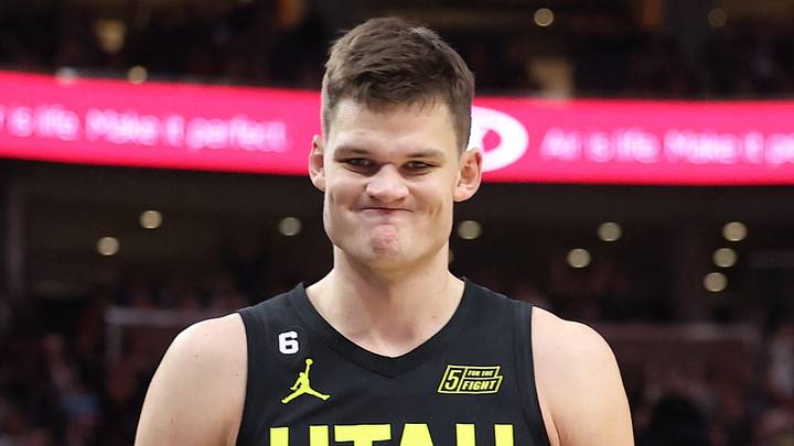 Feb 1, 2023; Salt Lake City, Utah, USA; Utah Jazz center Walker Kessler (24) reacts to a play against the Toronto Raptors in the fourth quarter at Vivint Arena. Mandatory Credit: Rob Gray-USA TODAY Sports Feb 1, 2023; Salt Lake City, Utah, USA; Utah Jazz center Walker Kessler (24) reacts to a play against the Toronto Raptors in the fourth quarter at Vivint Arena. Mandatory Credit: Rob Gray-USA TODAY Sports
