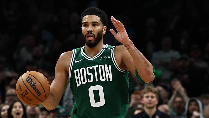 Oct 23, 2026; Boston, Massachusetts, USA; Boston Celtics forward Jayson Tatum (0) during the second half against the New York Knicks at TD Garden. Mandatory Credit: Winslow Townson-Imagn Images