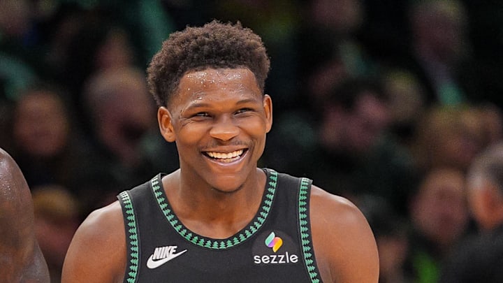 Feb 9, 2026; Minneapolis, Minnesota, USA; Minnesota Timberwolves forward Julius Randle (30) and guard Anthony Edwards (5) laugh after a timeout against the Atlanta Hawks in the fourth quarter at Target Center. Mandatory Credit: Brad Rempel-Imagn Images Feb 9, 2026; Minneapolis, Minnesota, USA; Minnesota Timberwolves forward Julius Randle (30) and guard Anthony Edwards (5) laugh after a timeout against the Atlanta Hawks in the fourth quarter at Target Center. Mandatory Credit: Brad Rempel-Imagn Images